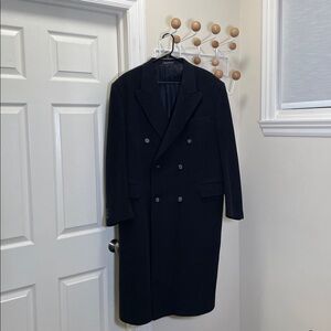 Agrest Cashmere Wool Blend Old Money Black Double-Breasted Coat Black Tall 54 XL